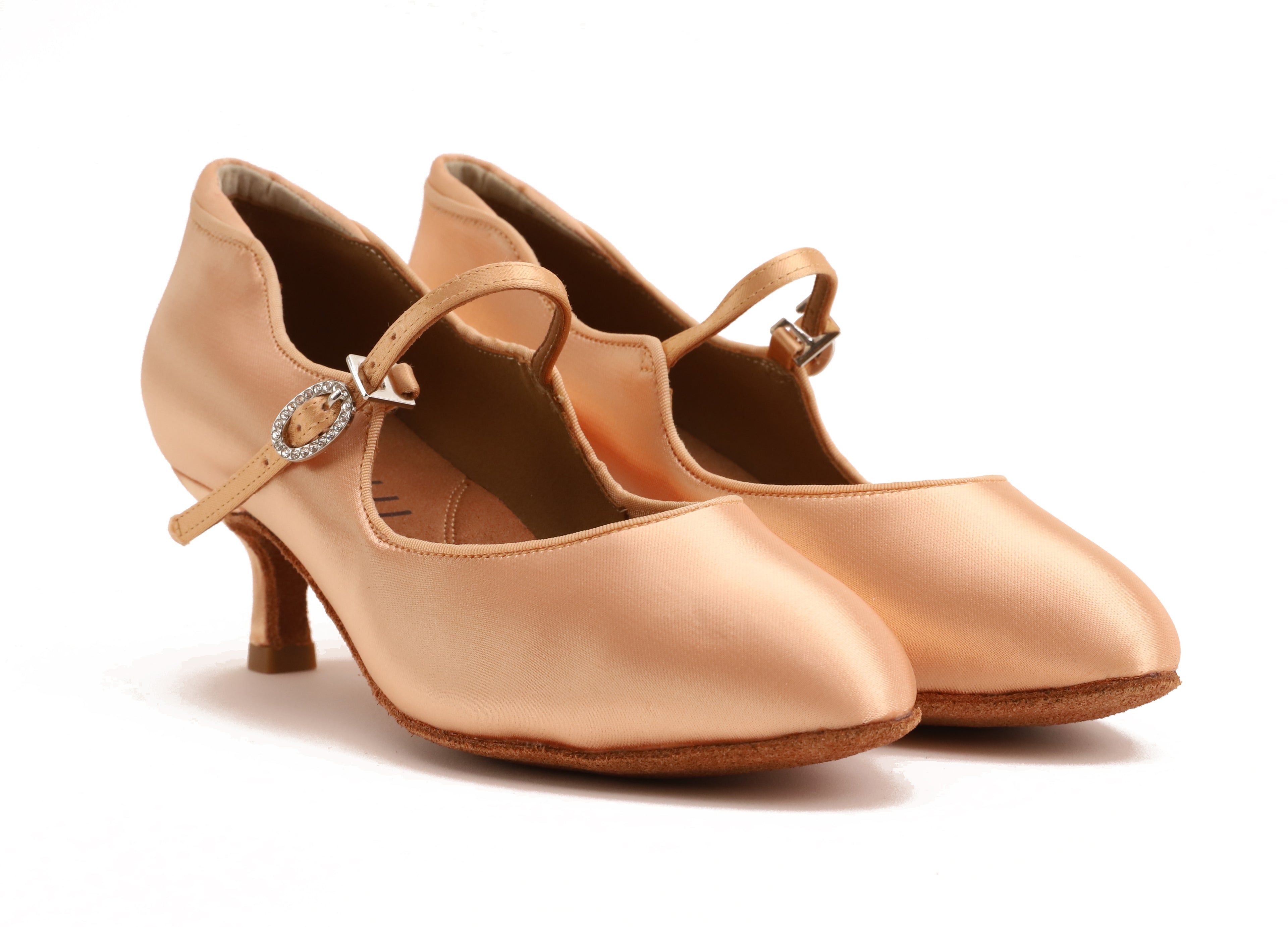 Calista - Peach Satin Rounded 5 cm Flare