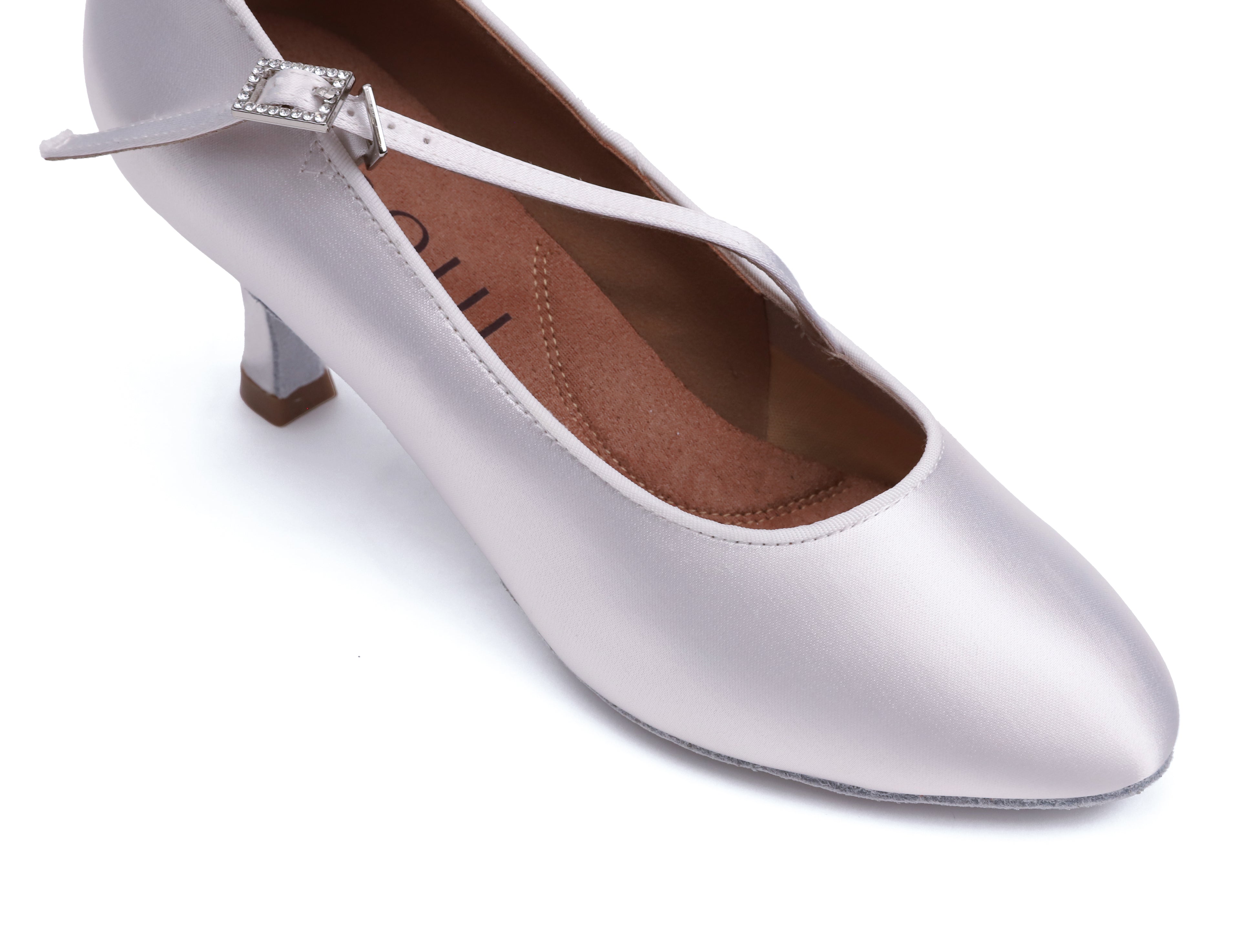Delora - Weiß Satin Rounded 6,5 cm Flare