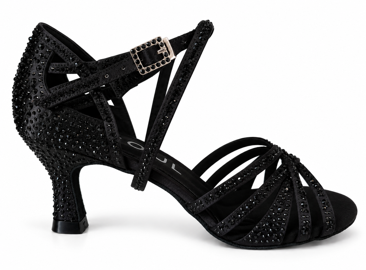 Havana Schwarz Satin 6,5 cm Flare – Tanzschuhe Damen Salsa & Bachata SOUL