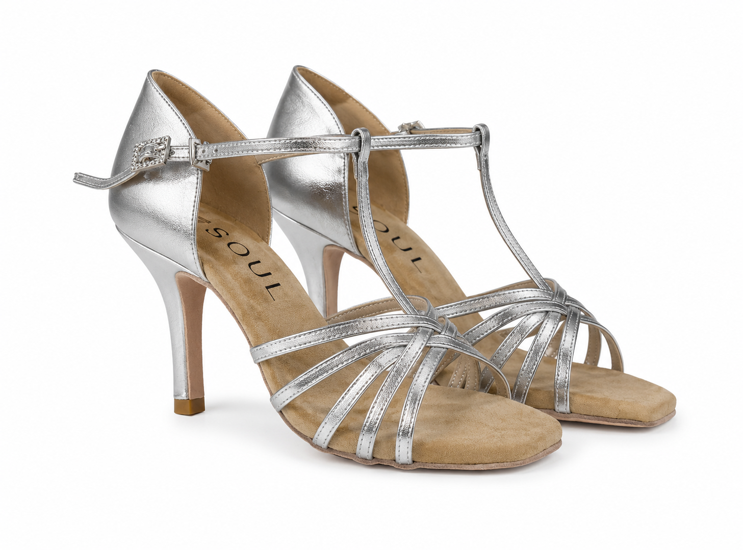 Mokka - Silber Leder 8 cm Slim