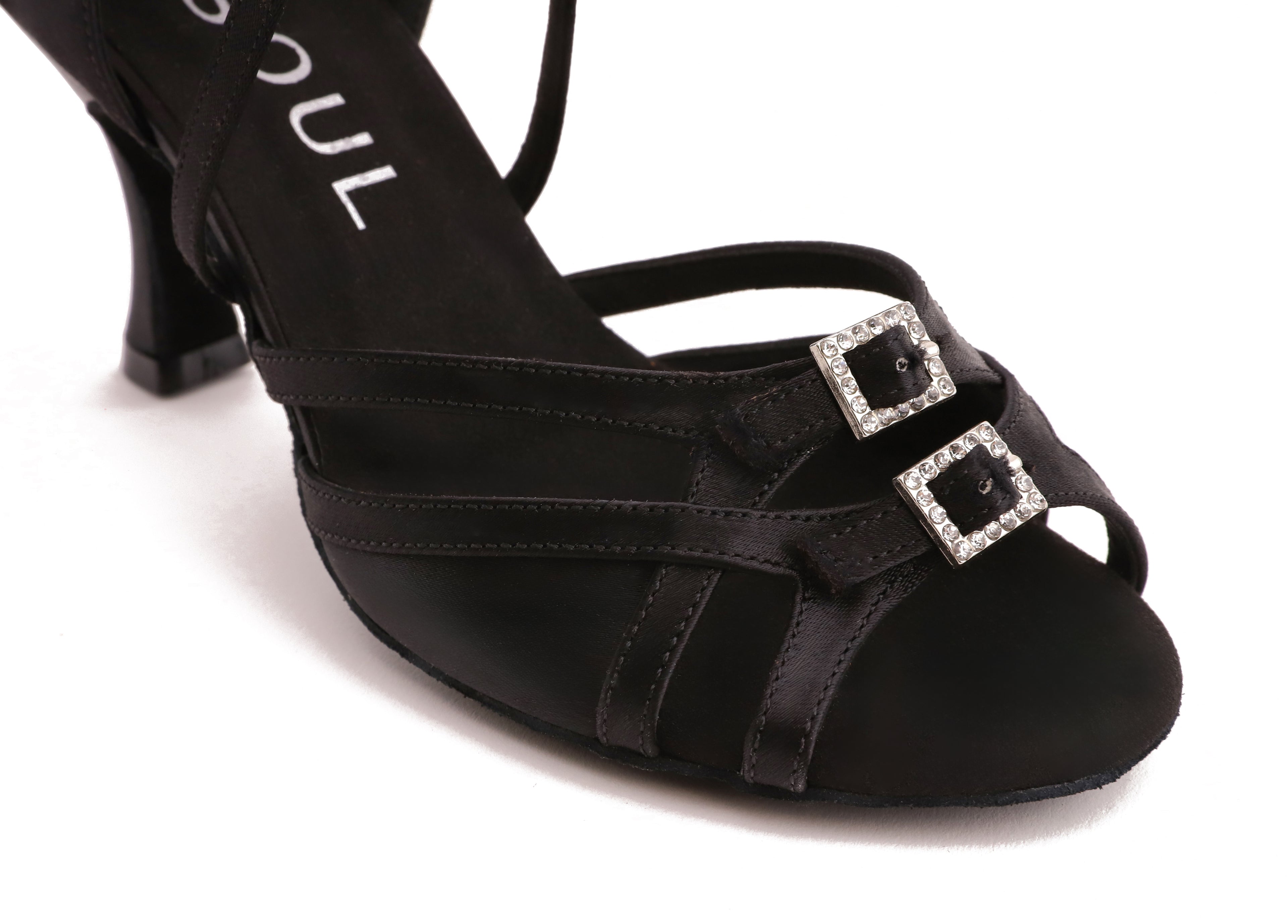 Neela - Schwarz Satin 7,5 cm Flare