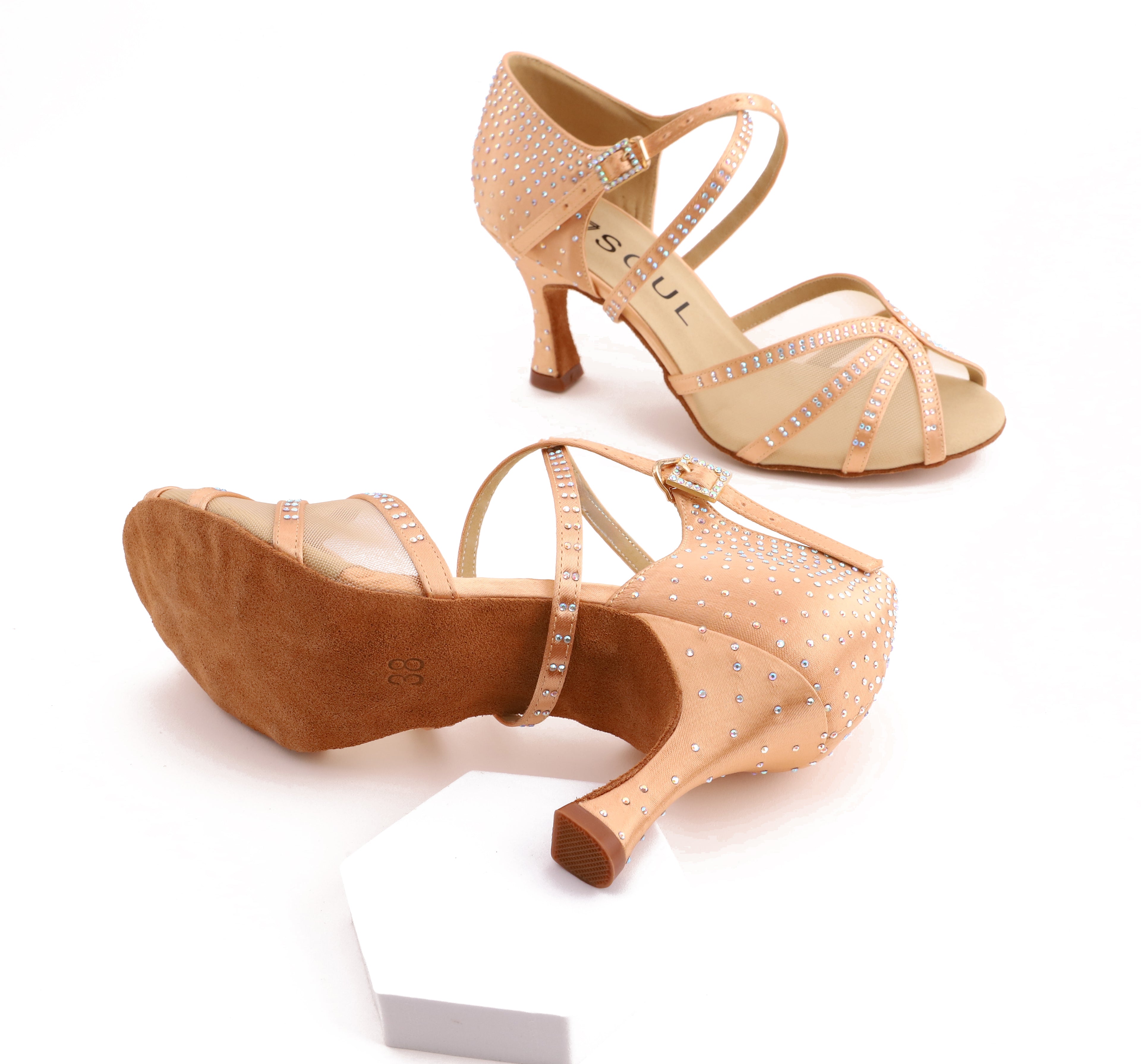 Terra - Champagne Satin 7,5 cm Flare