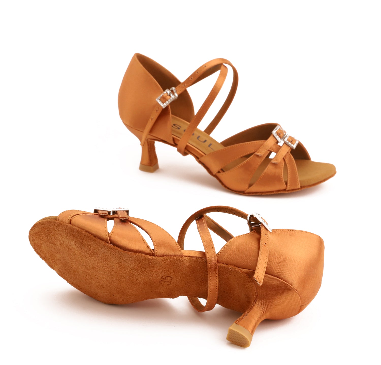 Calissa - Tan Satin 5,5 cm Elite Flare