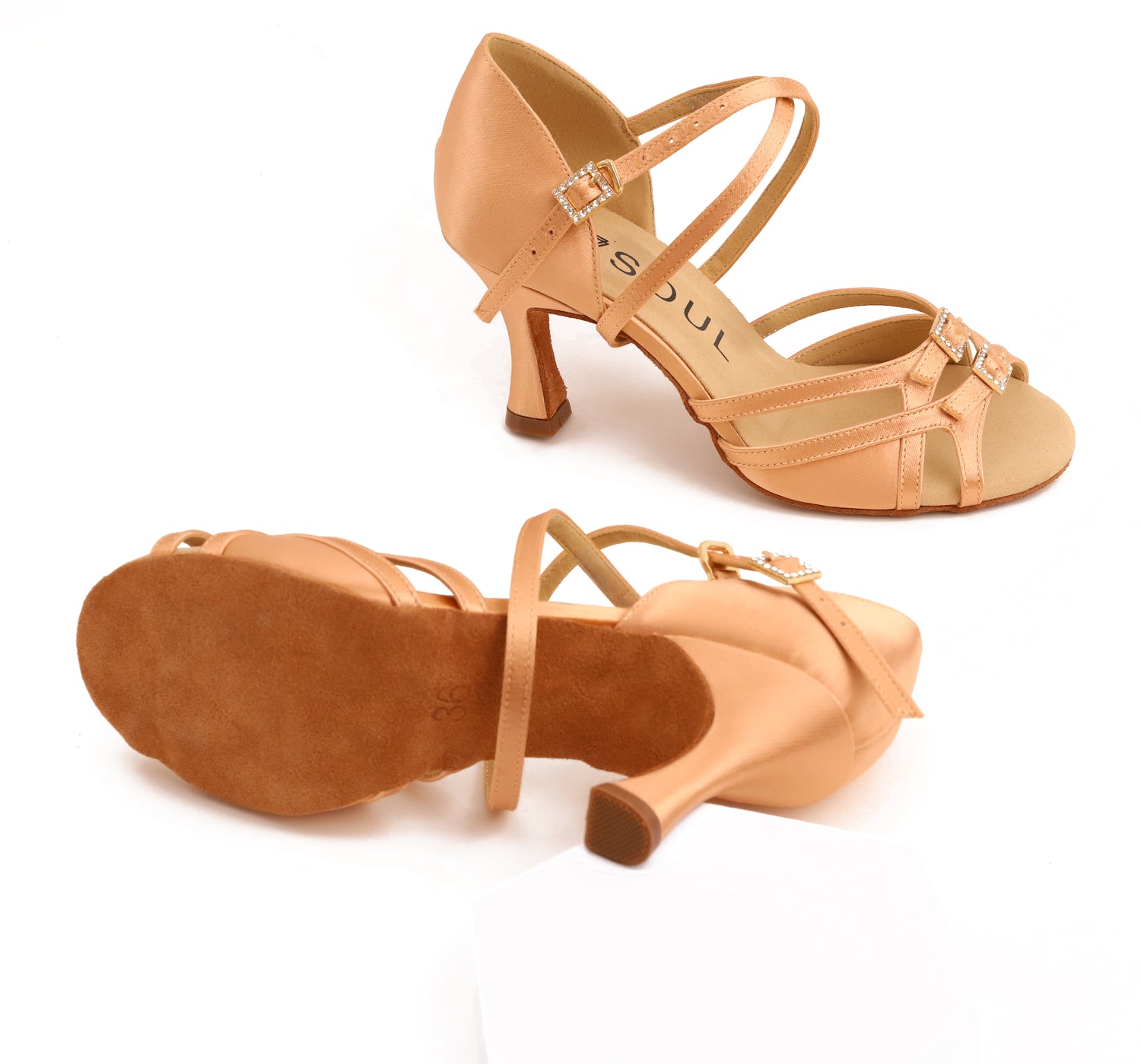 Neela - Champagne Satin 7,5 cm Flare