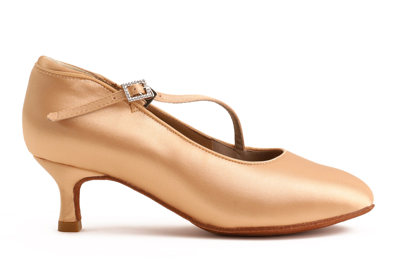 Delora - Peach Satin Rounded 5 cm Flare