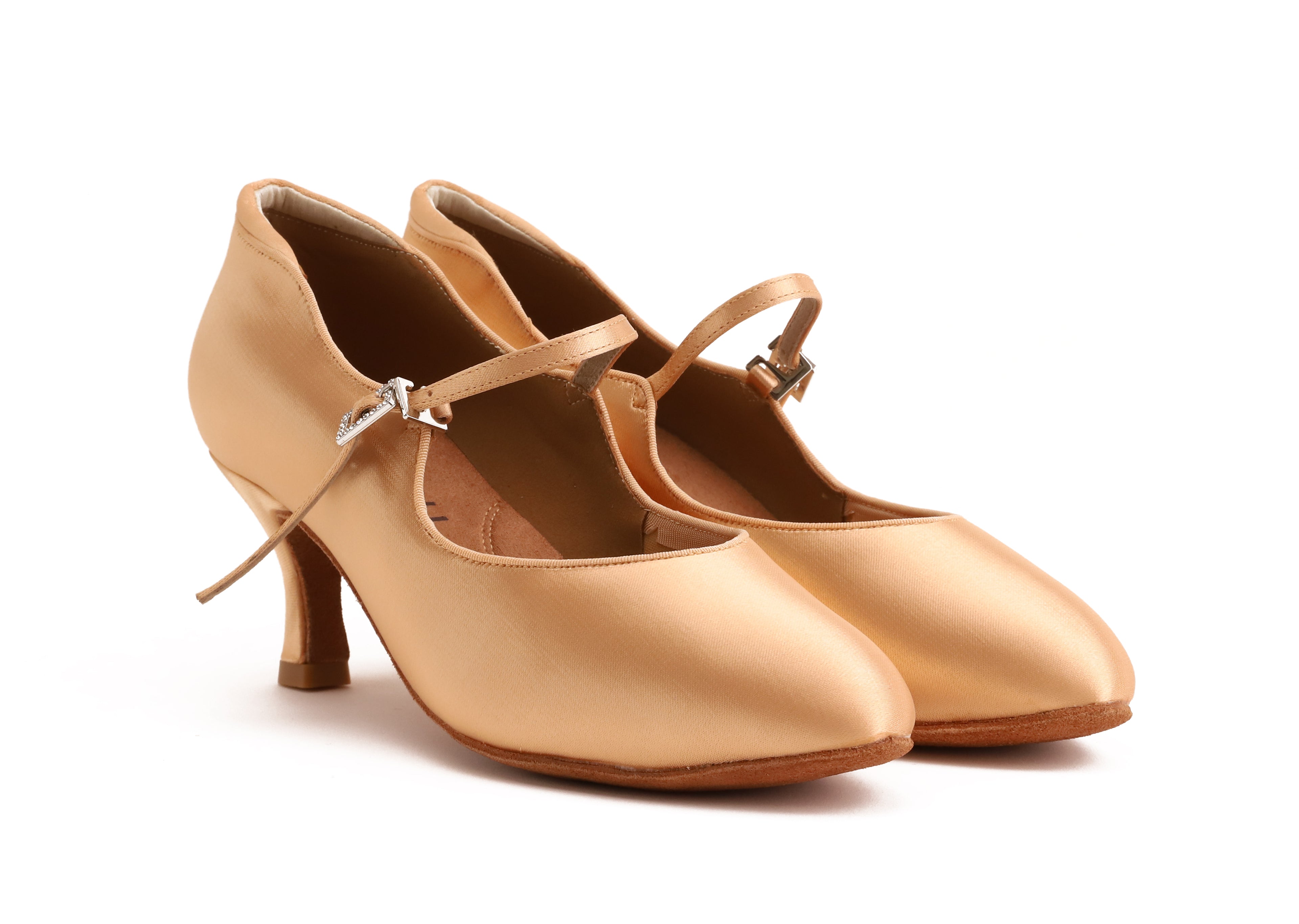 Calista - Peach Satin Rounded 6,5 cm Flare