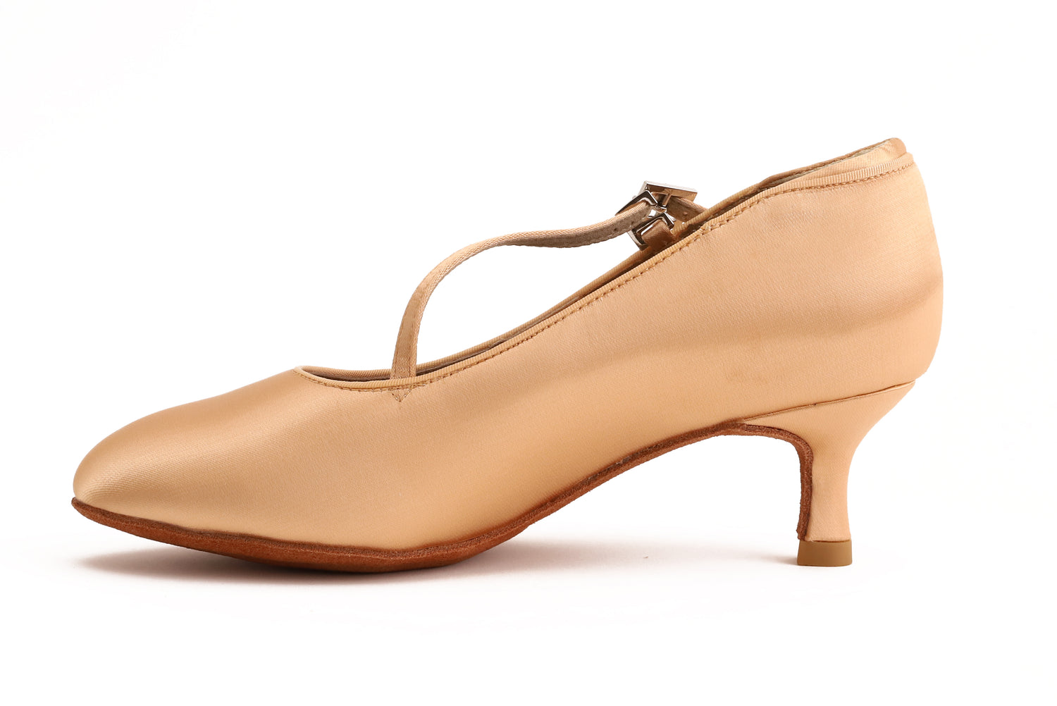Delora - Peach Satin Rounded 5 cm Flare
