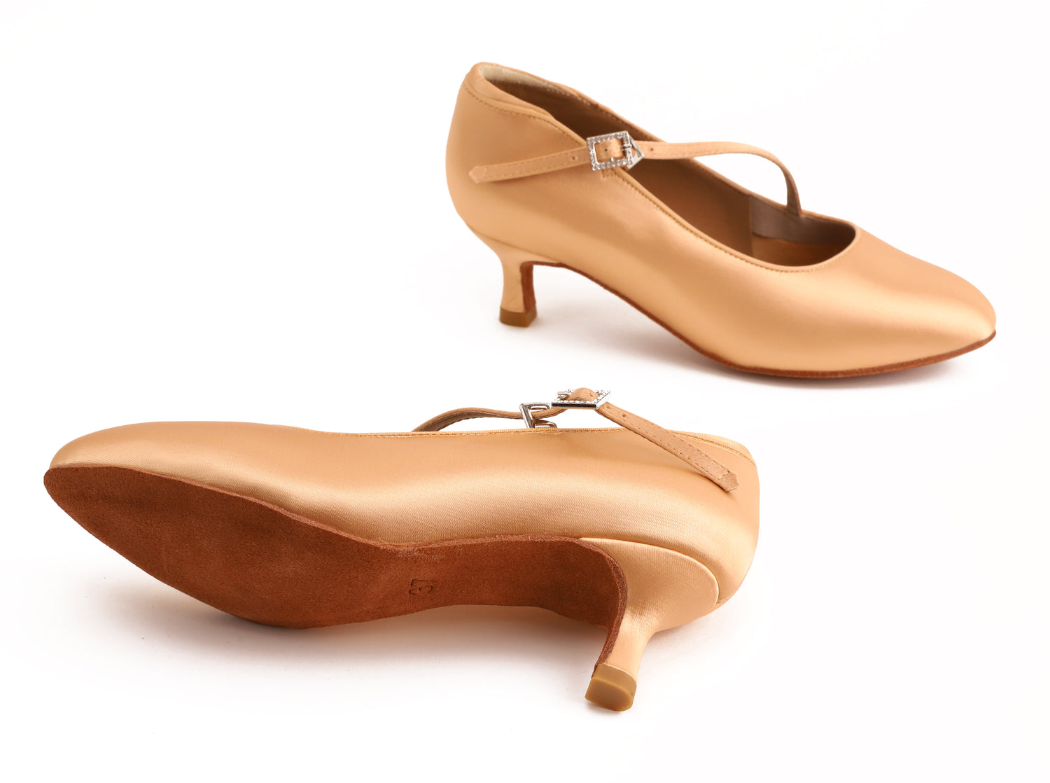 Delora - Peach Satin Rounded 5 cm Flare