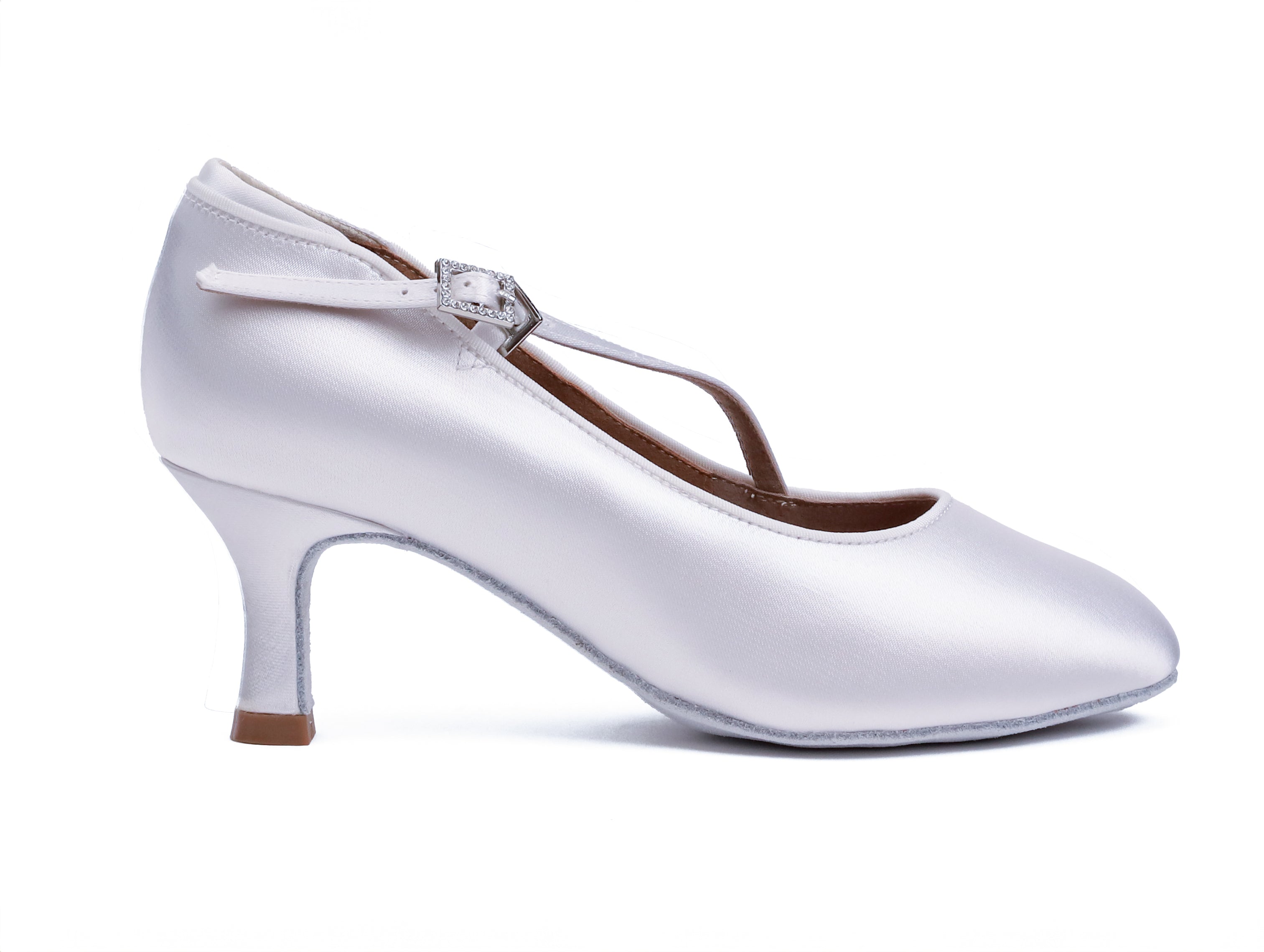 Delora - Weiß Satin Rounded 6,5 cm Flare