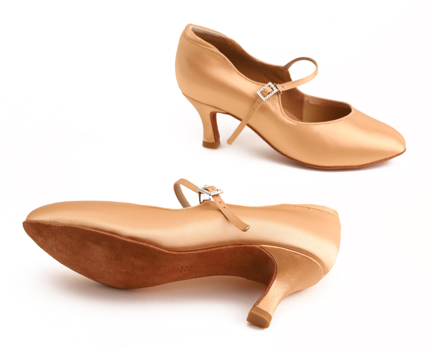 Calista - Peach Satin Rounded 6,5 cm Flare