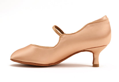 Calista - Peach Satin Rounded 5 cm Flare