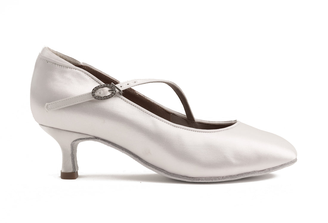 Delora - Weiß Satin Rounded 5 cm Flare