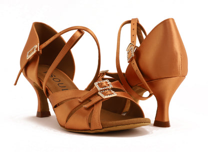 Calissa Flex - Tan Satin 6,5 cm Flare