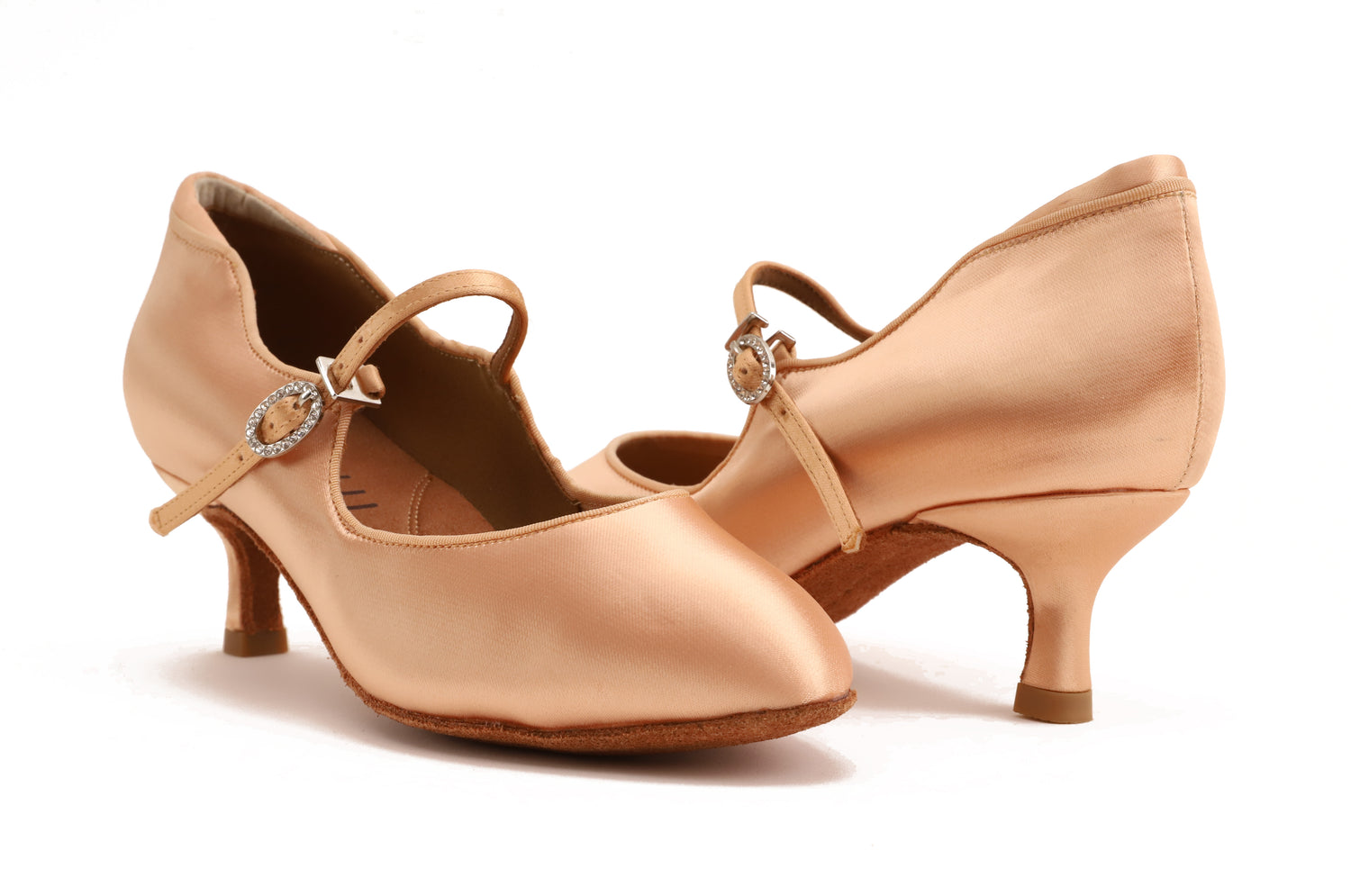 Calista - Peach Satin Rounded 5 cm Flare
