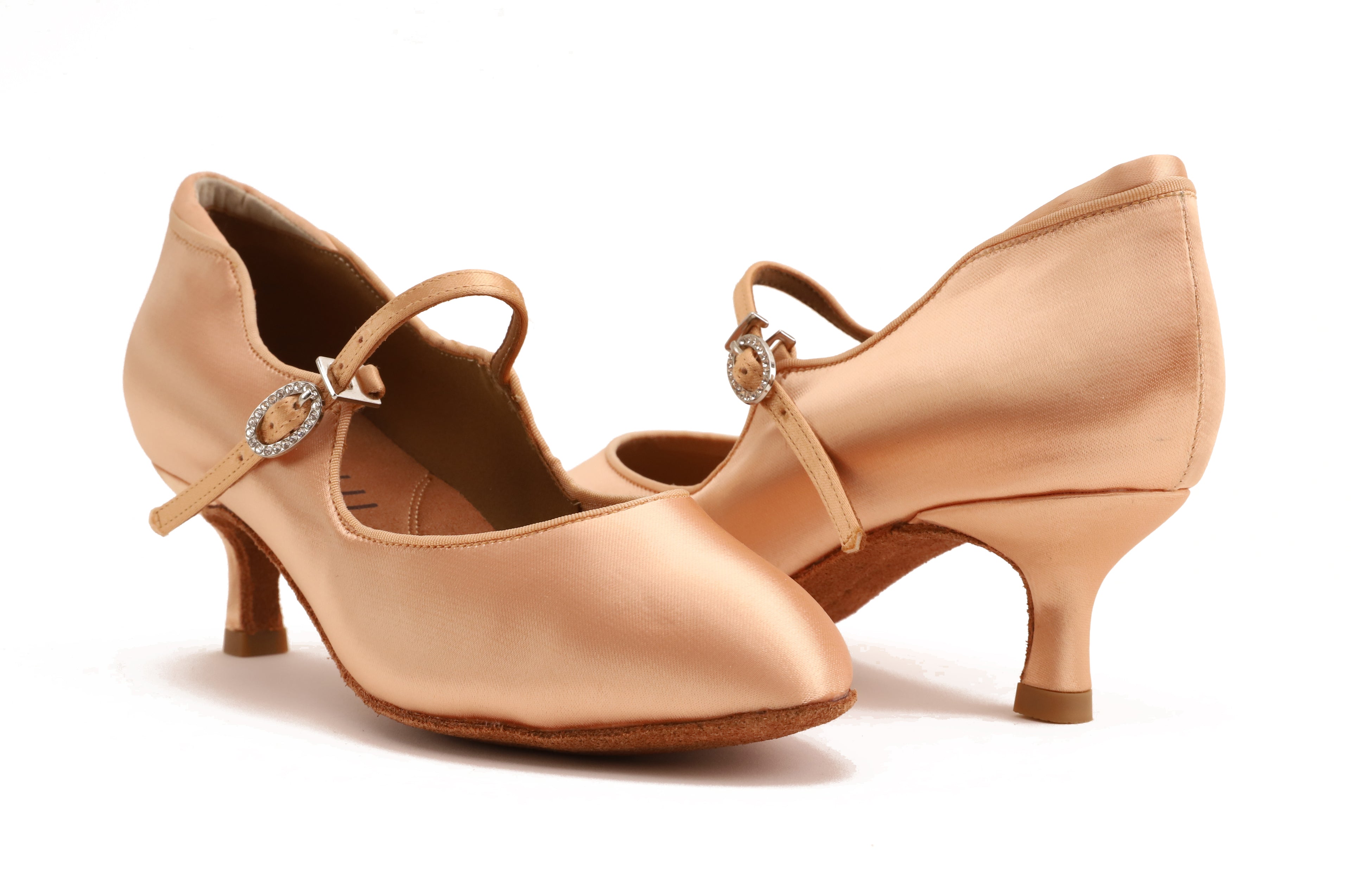 Calista - Peach Satin Rounded 5 cm Flare