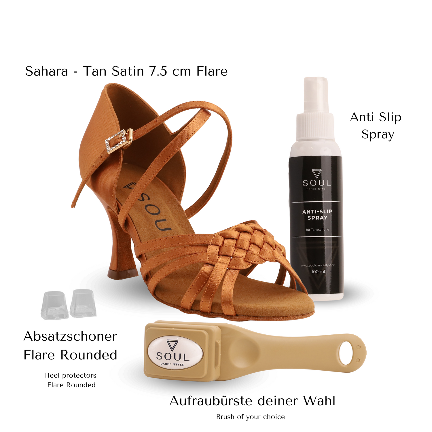 Pro Set - Sahara - Tan Satin 7,5 cm Flare