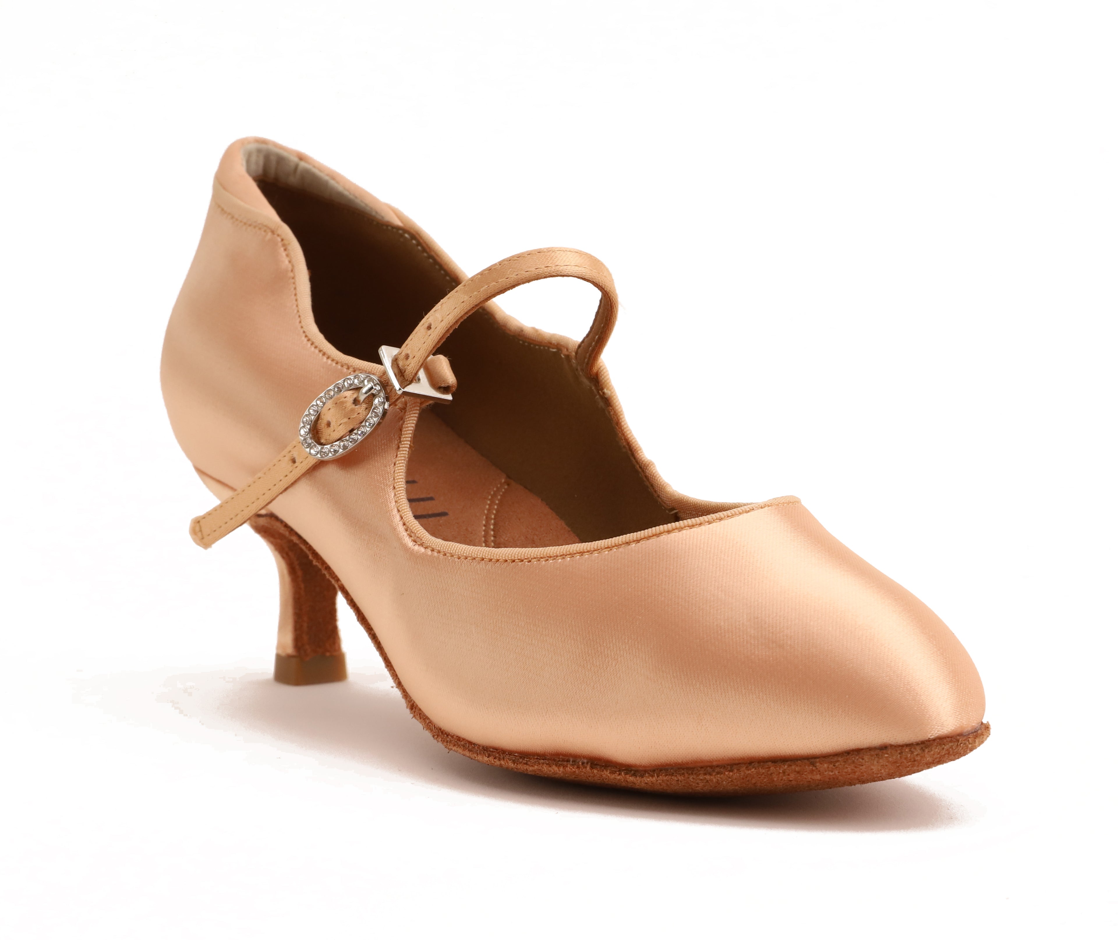 Calista - Peach Satin Rounded 5 cm Flare