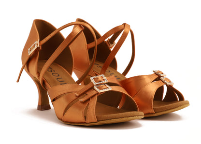 Calissa Flex - Tan Satin 6,5 cm Flare