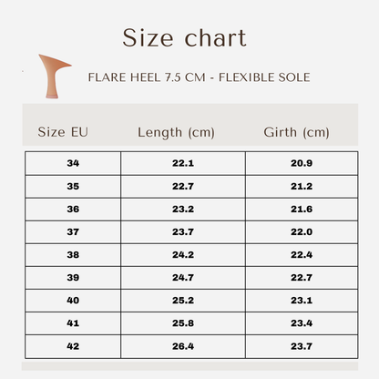 Stella - Schwarz Satin 7,5 cm Flare