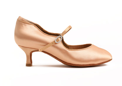 Calista - Peach Satin Rounded 5 cm Flare