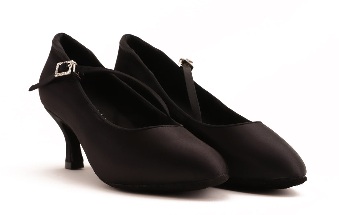  Delora- Black Satin Rounded 6.5 cm Flare 