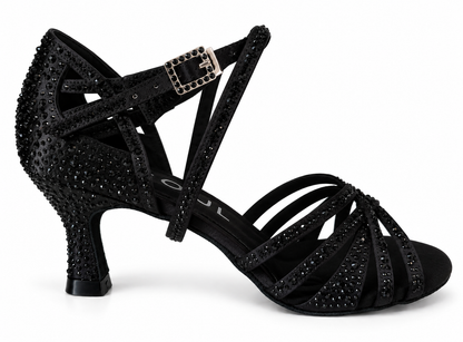 Havana Schwarz Satin 6,5 cm Flare – Tanzschuhe Damen Salsa &amp; Bachata SOUL