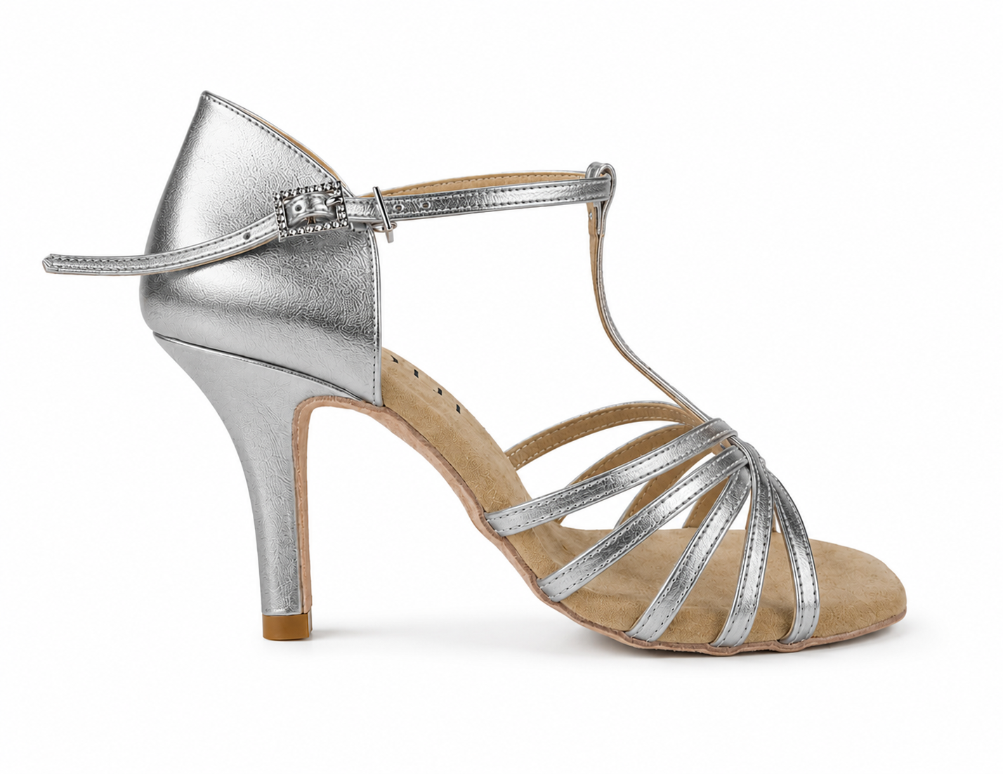 Mokka - Silber Leder 8 cm Slim