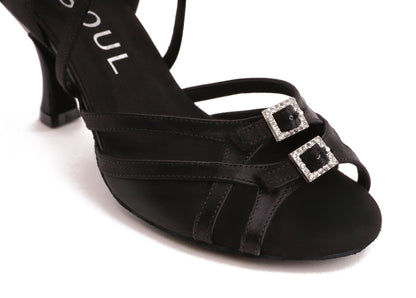 Neela - Black Satin 7.5 cm Flare