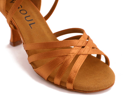 Stella - Tan Satin 7,5 cm Flare