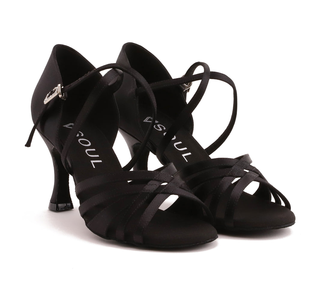 Stella - Black Satin 7,5 cm Flare