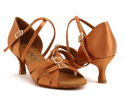 Calissa - Tan Satin 5,5 cm Elite Flare