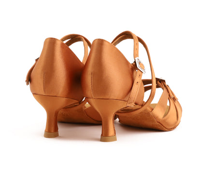 Calissa Flex - Tan Satin 5 cm Flare