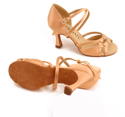 Neela - Champagne Satin 7,5 cm Flare