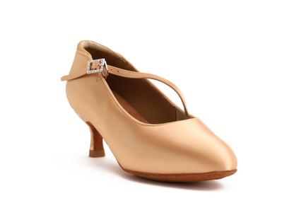 Delora - Peach Satin Rounded 5 cm Flare