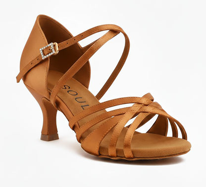 Stella - Tan Satin 6,5 cm Flare